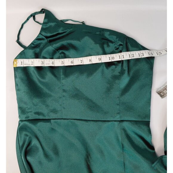 AZAZIE Green Satin One-Shoulder Midi Dress With Adjustable Straps - Picture 15 of 16